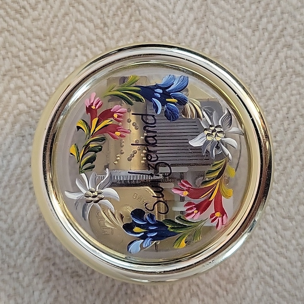 Switzerland Edelweiss Floral Painted Keepsake Music Box